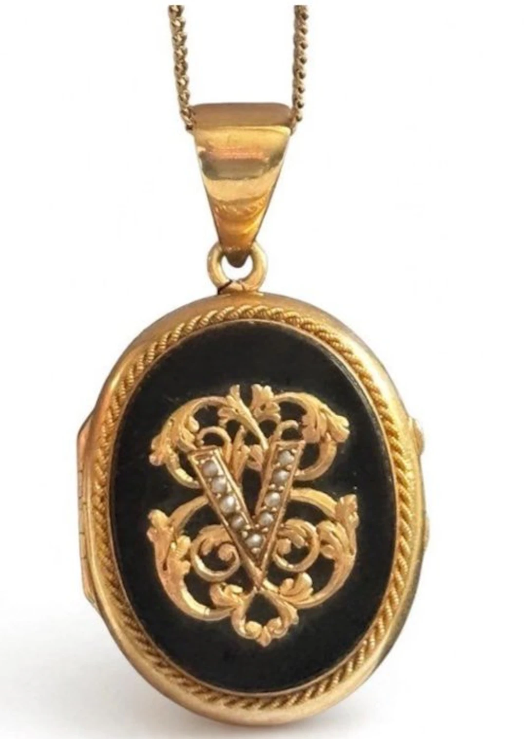 Medallion pendant - 18 kt. Yellow gold, Enamel