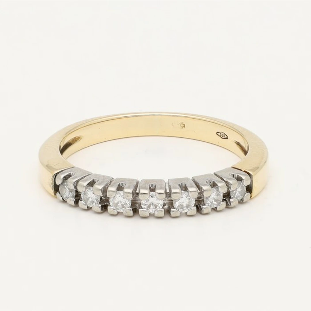 Ring - 14 kt. Yellow gold, White gold Diamond (Natural)