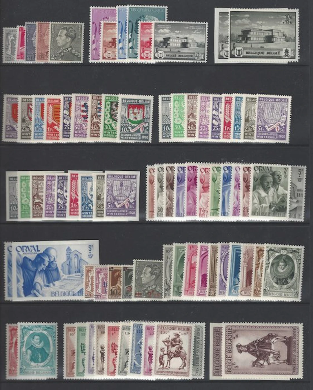 Belgium 1940/1945 - Six complete year sets without blocks