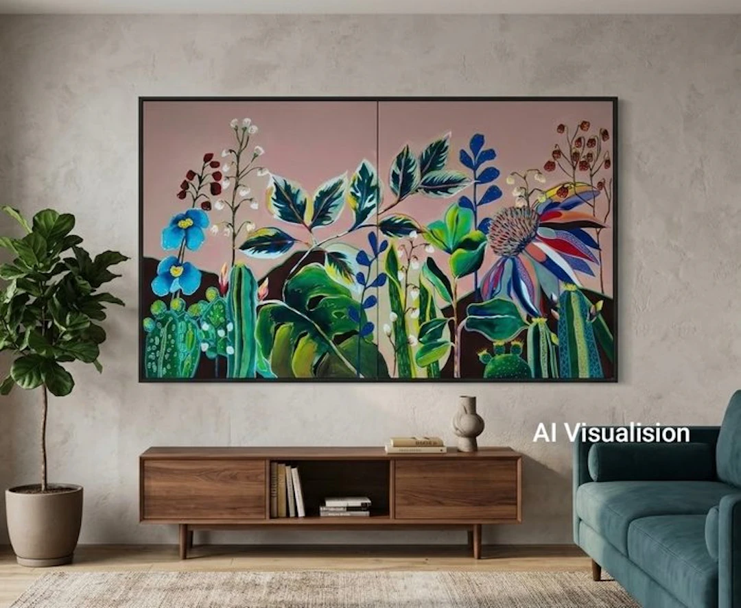 Hajer Aloui - "Floraison Joyeuse" (N°4) Diptyque...