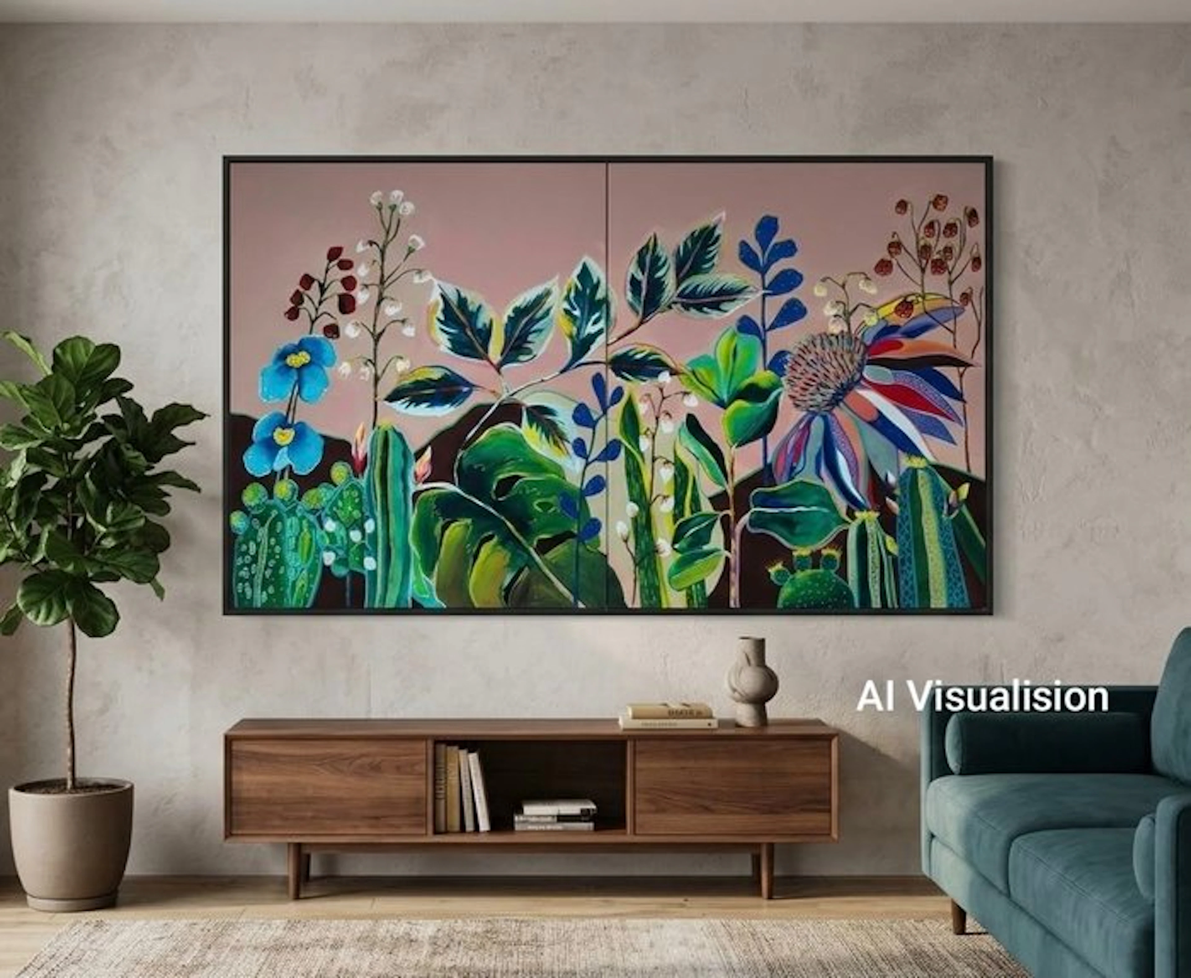 Hajer Aloui - "Floraison Joyeuse" (N°4) Diptyque...