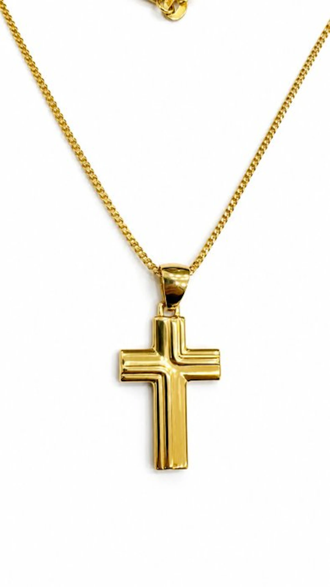 Necklace with pendant - 9 kt. Yellow gold - Cross 60 cm 4.40 g
