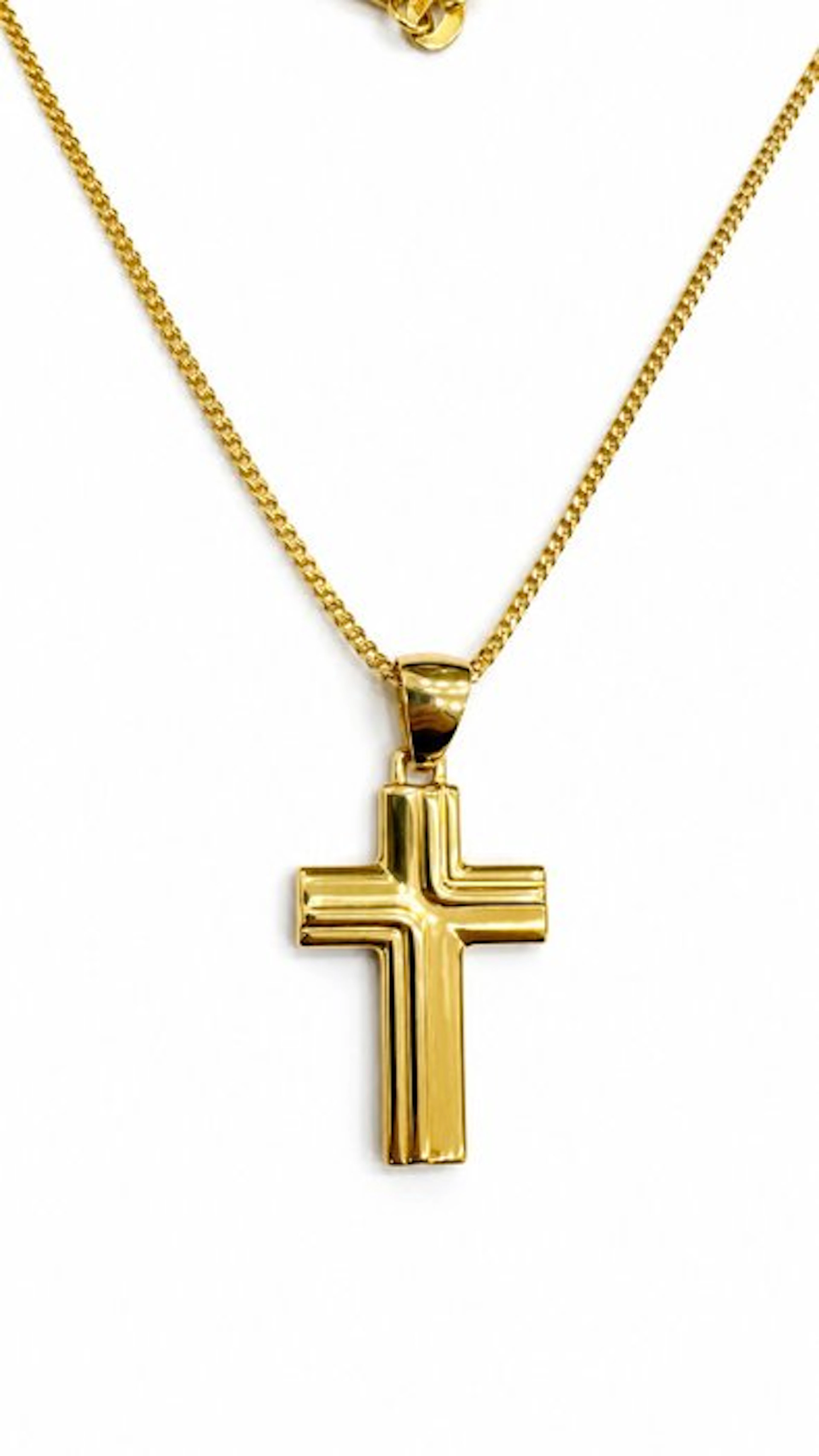 Necklace with pendant - 9 kt. Yellow gold - Cross 60 cm 4.40 g