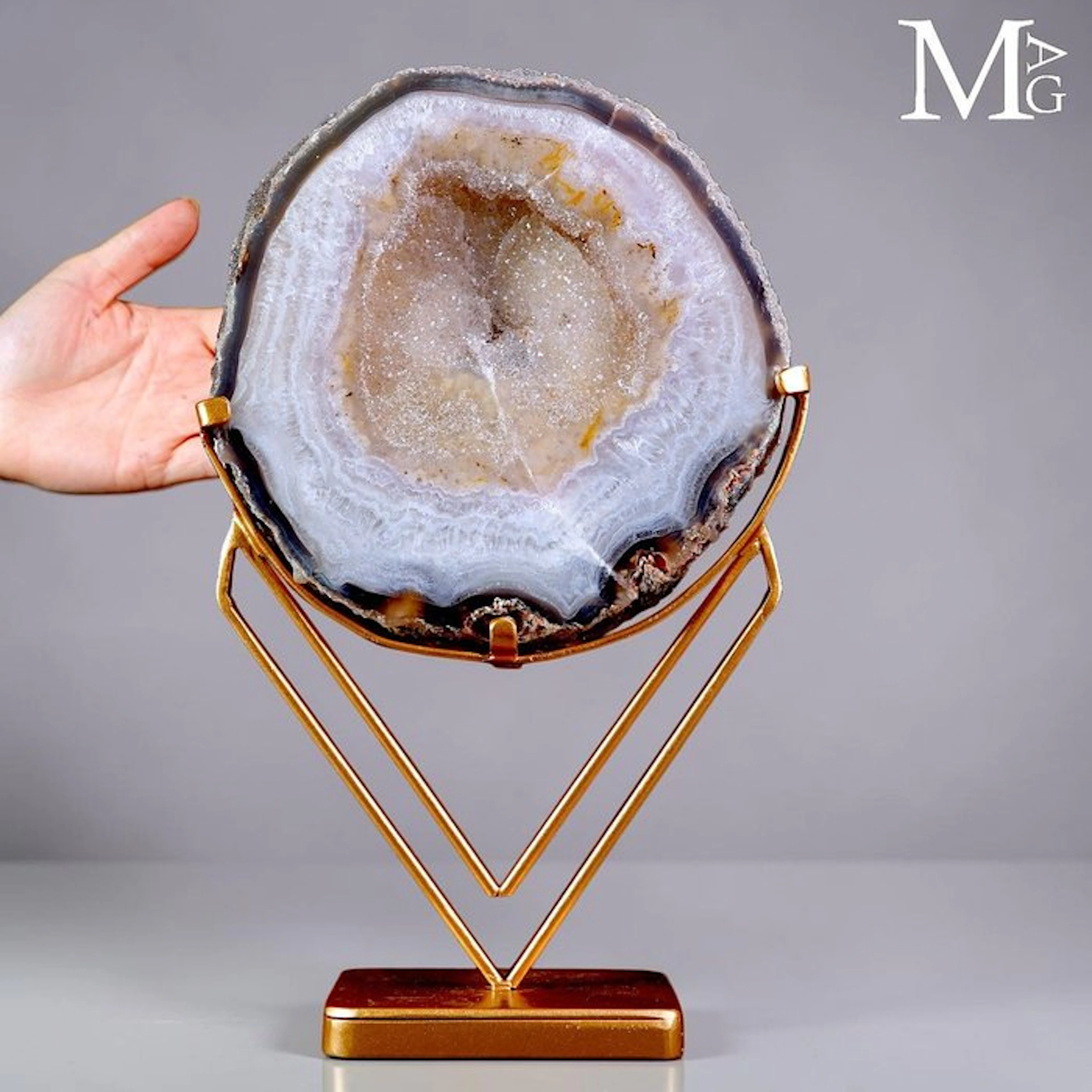 Polished Agate Geode Slice Elegant Display Slice on a...