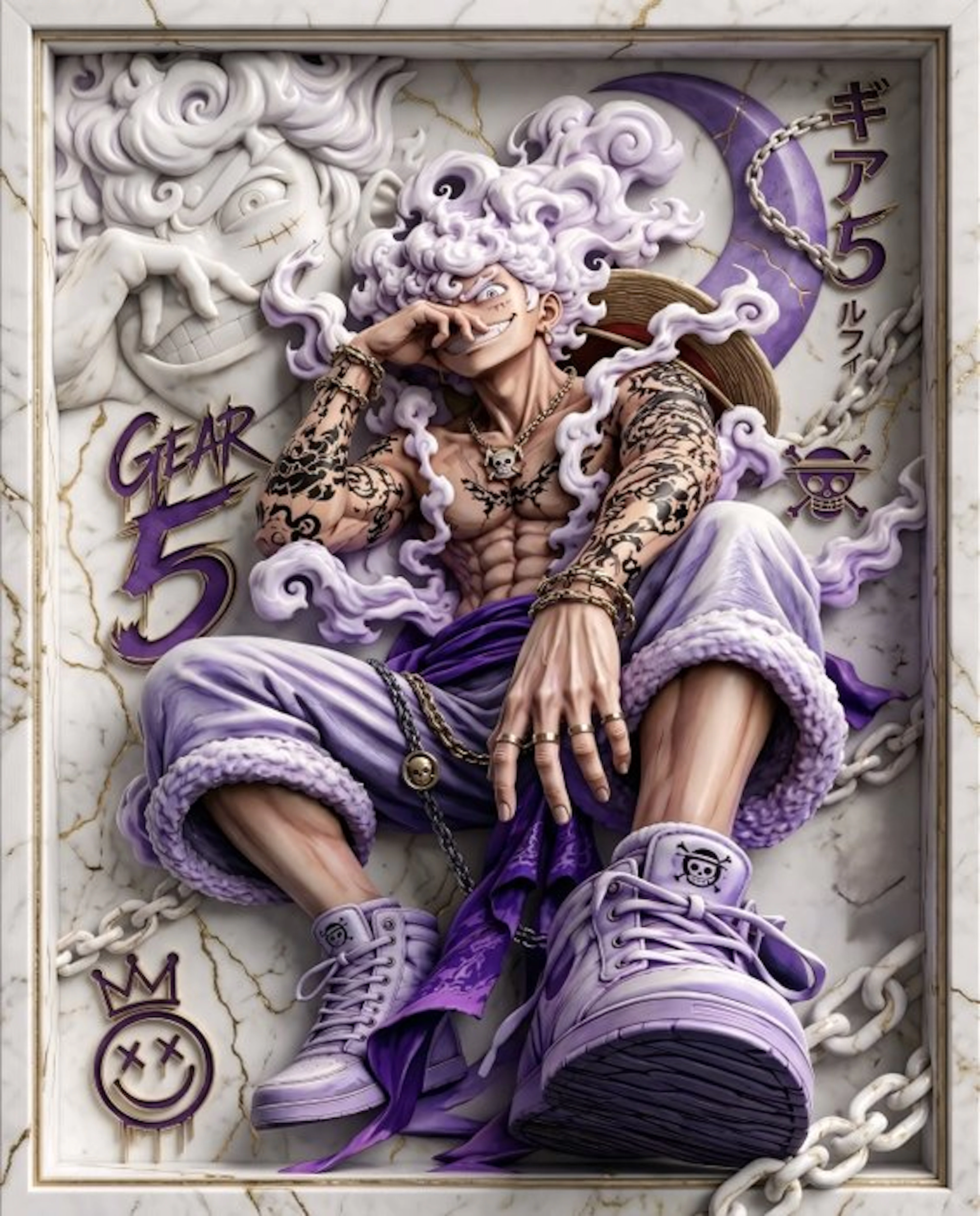 Makayhos - [Canvas] Luffy Gear 5 – Sun God Awakening