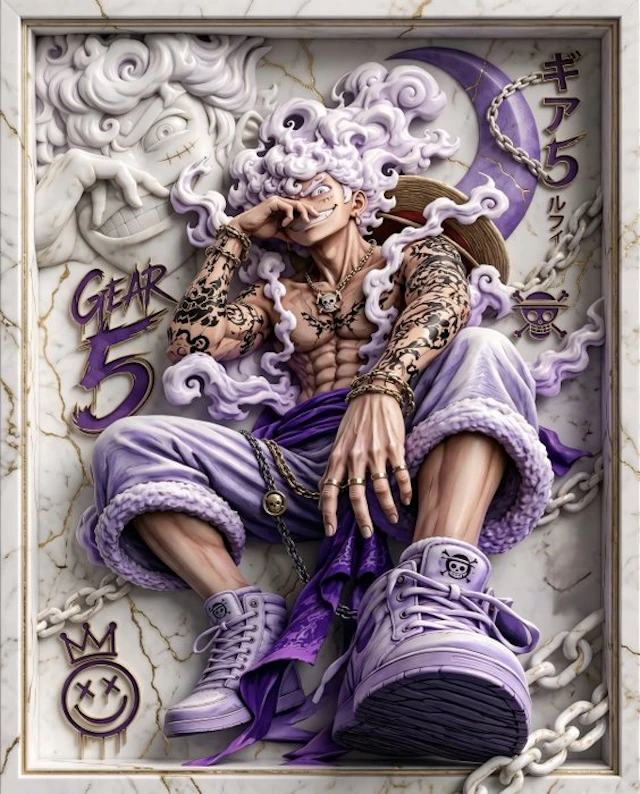 Makayhos - [Canvas] Luffy Gear 5 – Sun God Awakening