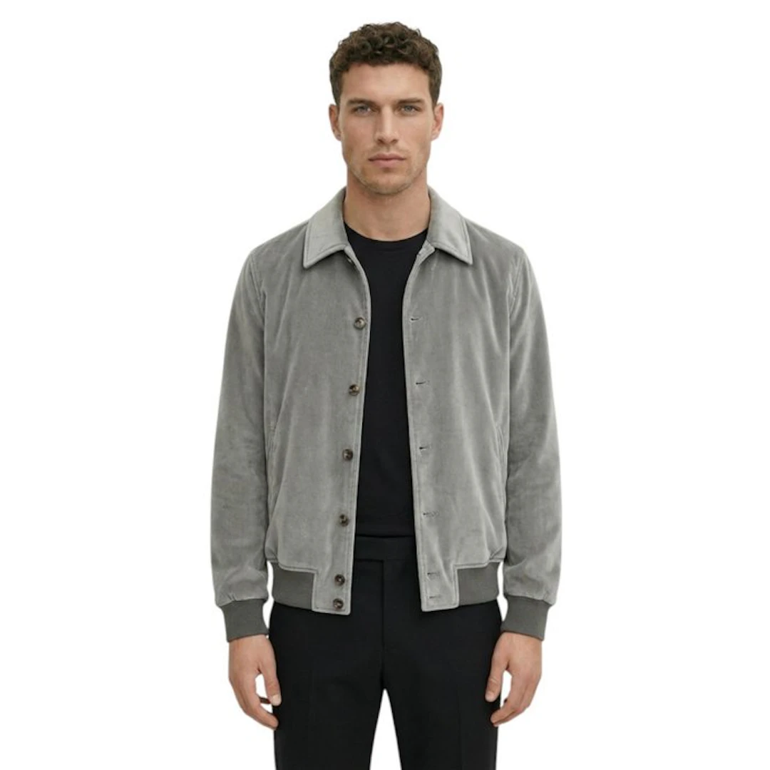 ISAIA NAPOLI - 48 IT - "College" Bomber Jacket Gray...