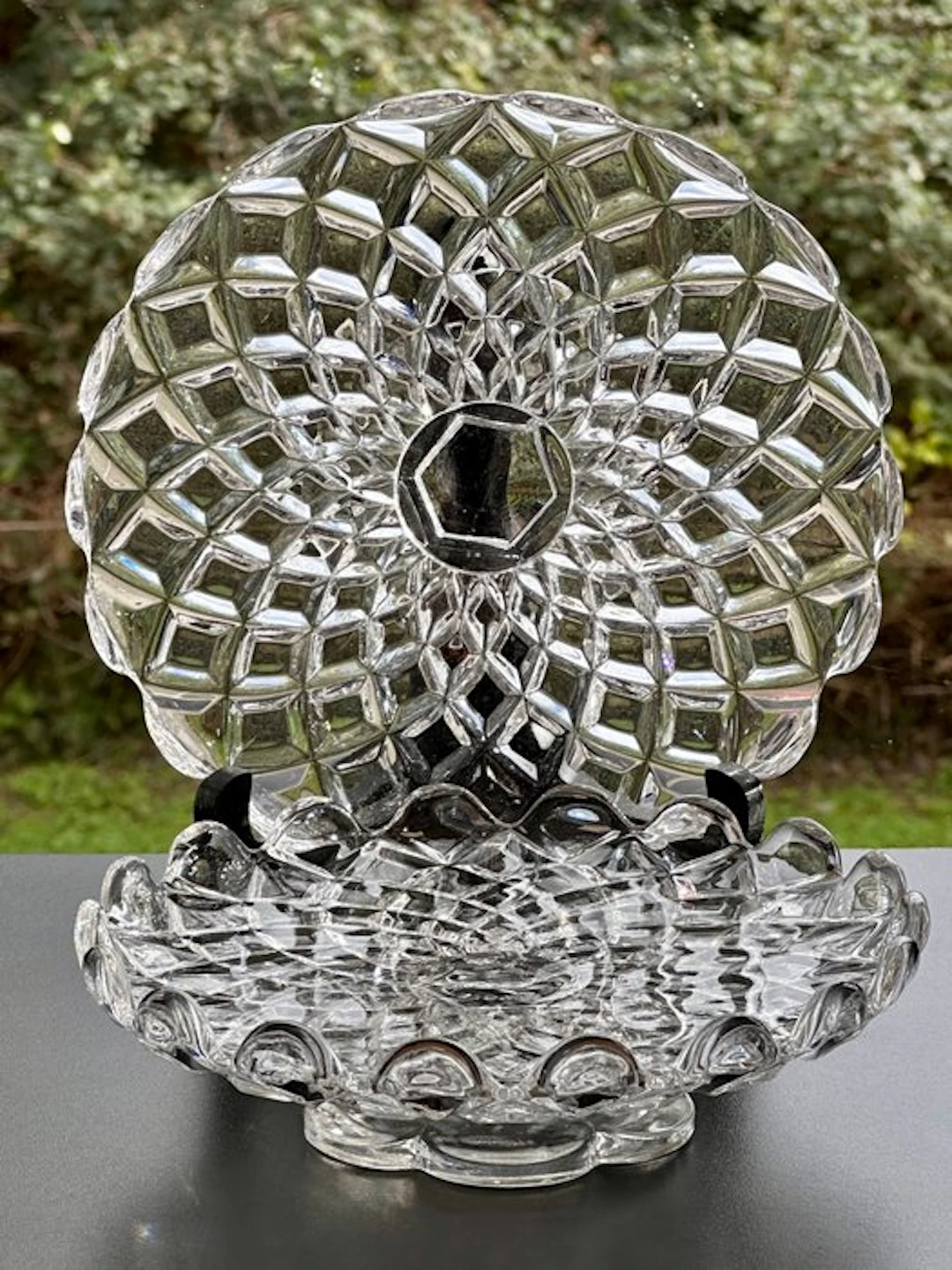 Baccarat - Pie dish (2) - Luxury Diamond model - Crystal - Rare