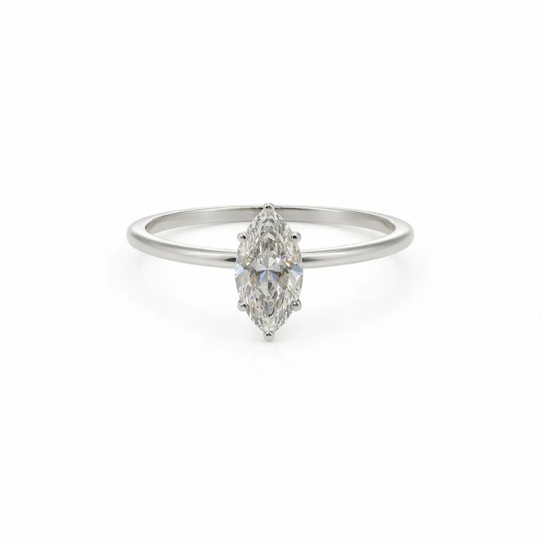 No reserve price - Ring - 14 kt. White gold - 1.01ct. tw. Diamond (Lab-grown)