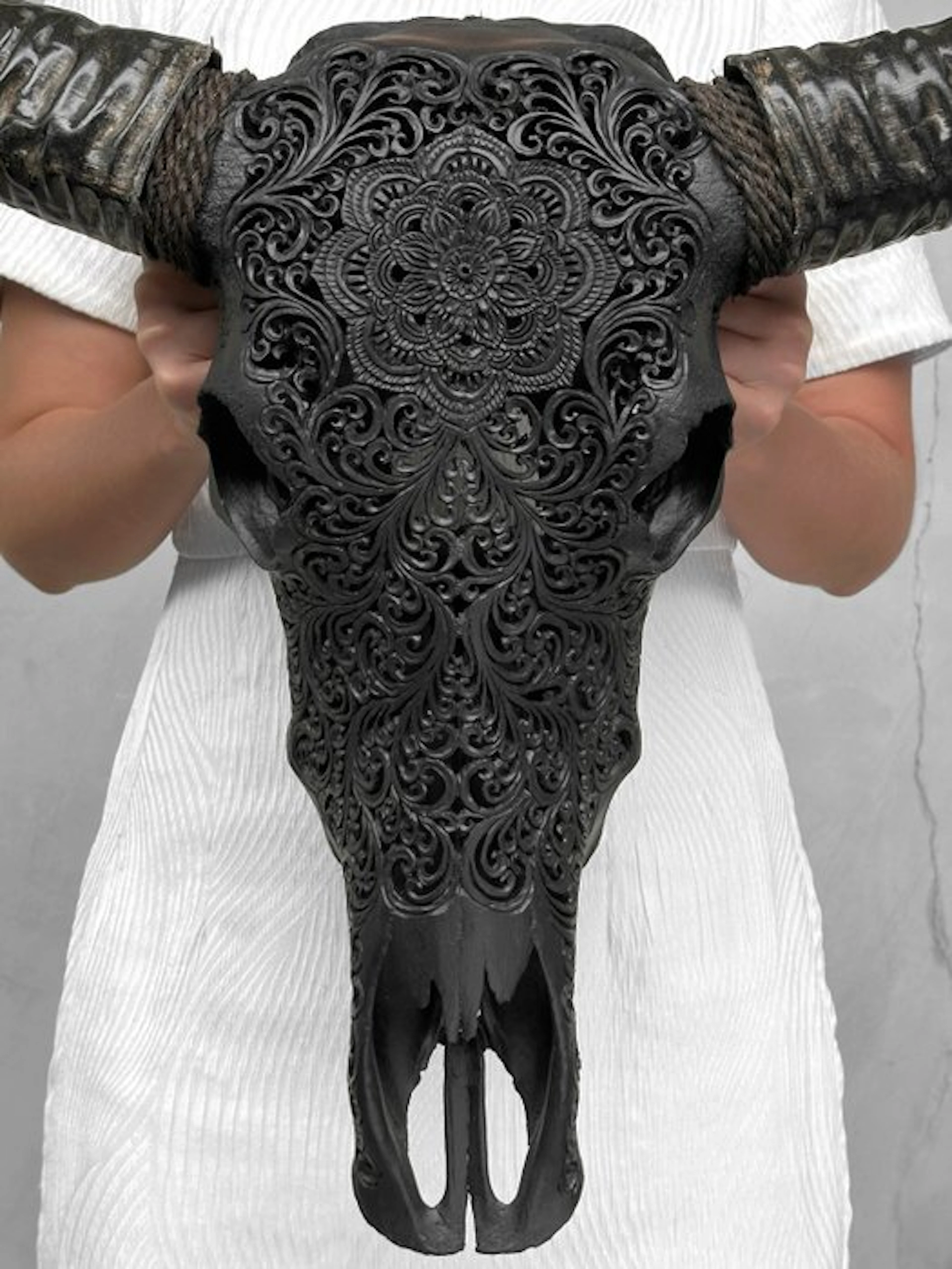 NO RESERVE PRICE - C - Large Hand-Carved Black Water...