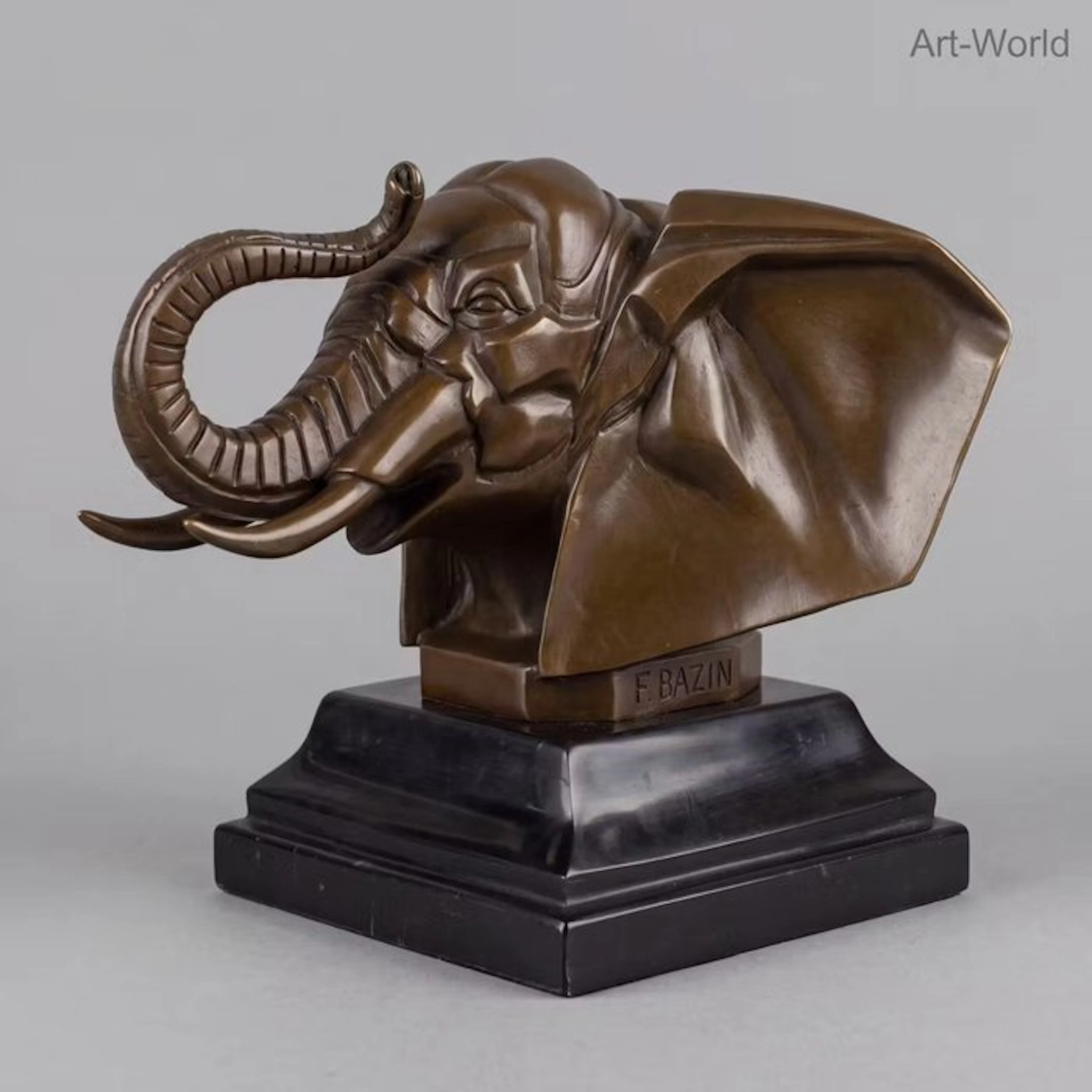 Statue, Naar François Bazin, Olifant - 16 cm - Bronze