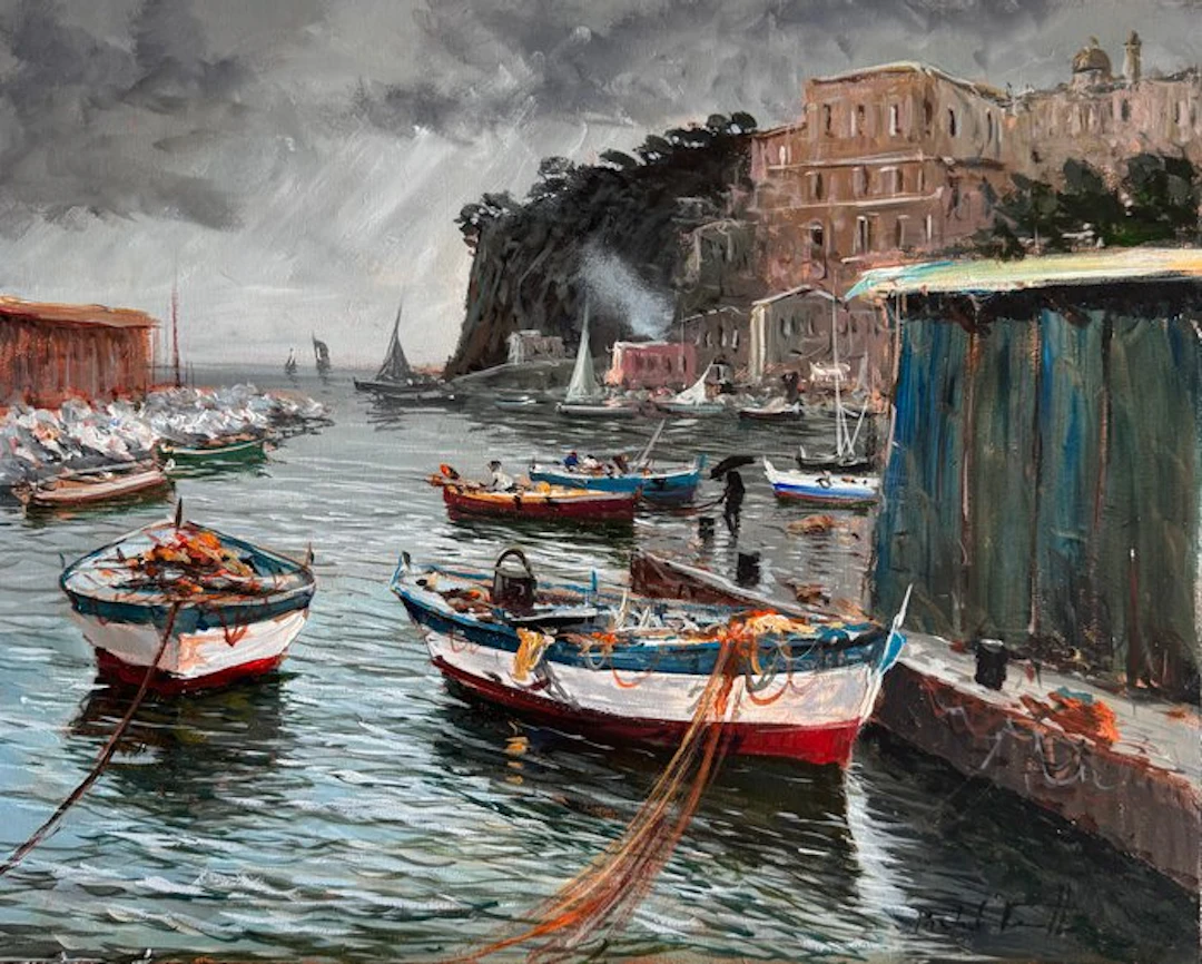 Pasquale Vuotto (1958) - Prima giornata di freddo sul molo di Sorrento