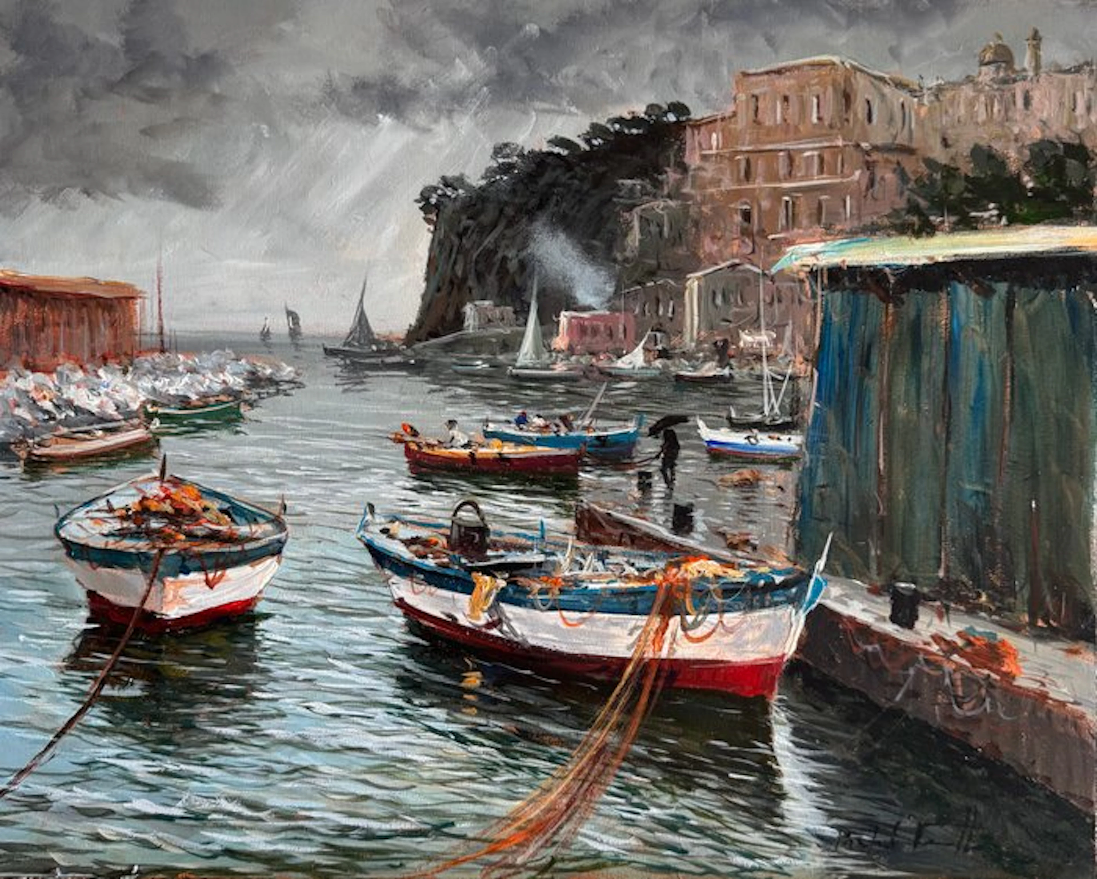 Pasquale Vuotto (1958) - Prima giornata di freddo sul molo di Sorrento