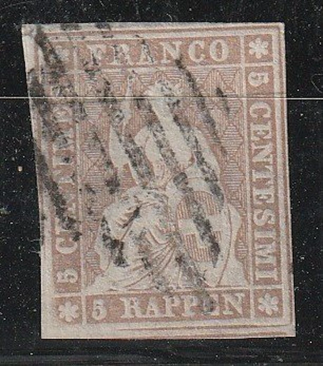 Switzerland 1852 - Strubel on "Silk Paper" - SBK nrs 22F
