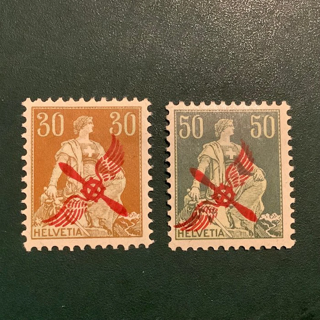 Switzerland 1919/1920 - Propeller print - MH - Michel 145 en 152