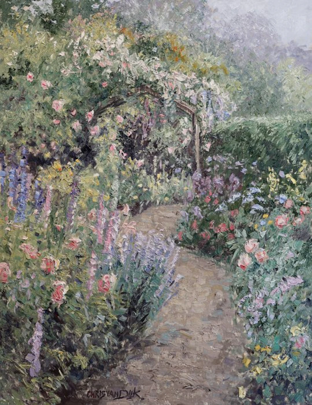 Chris van Dijk (1952) Impressionist - " Jardin à Corbigny "