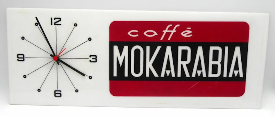 Raro Orologio da Parete Pubblicitario "Caffè Mokarabia" –...
