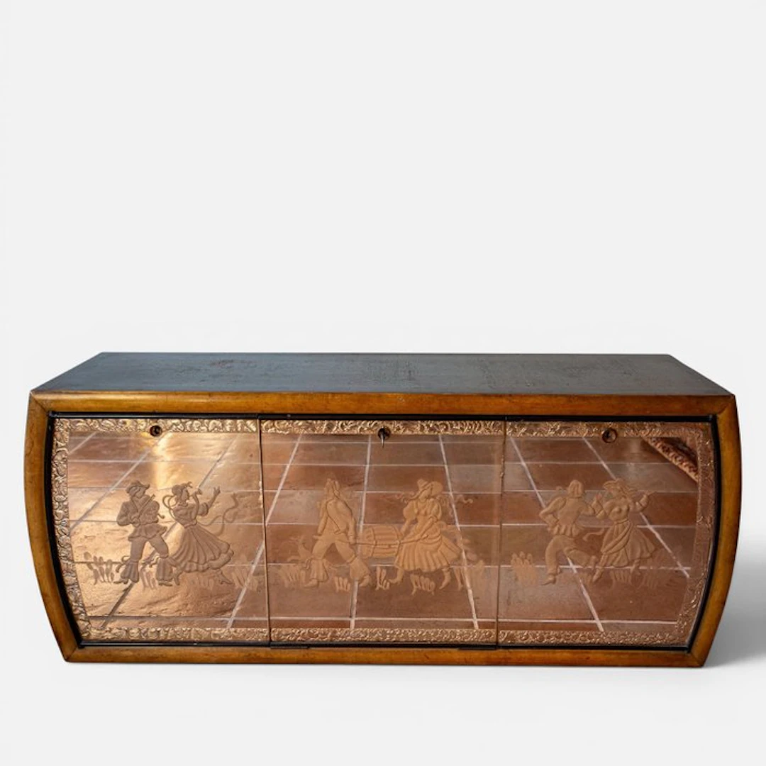 Art Decò - Liquor cabinet - Wood, Glass, Mirror - Barovier Style