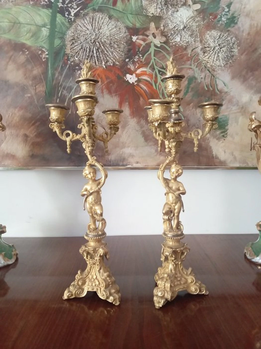 Candlestick (2) - Gilt bronze