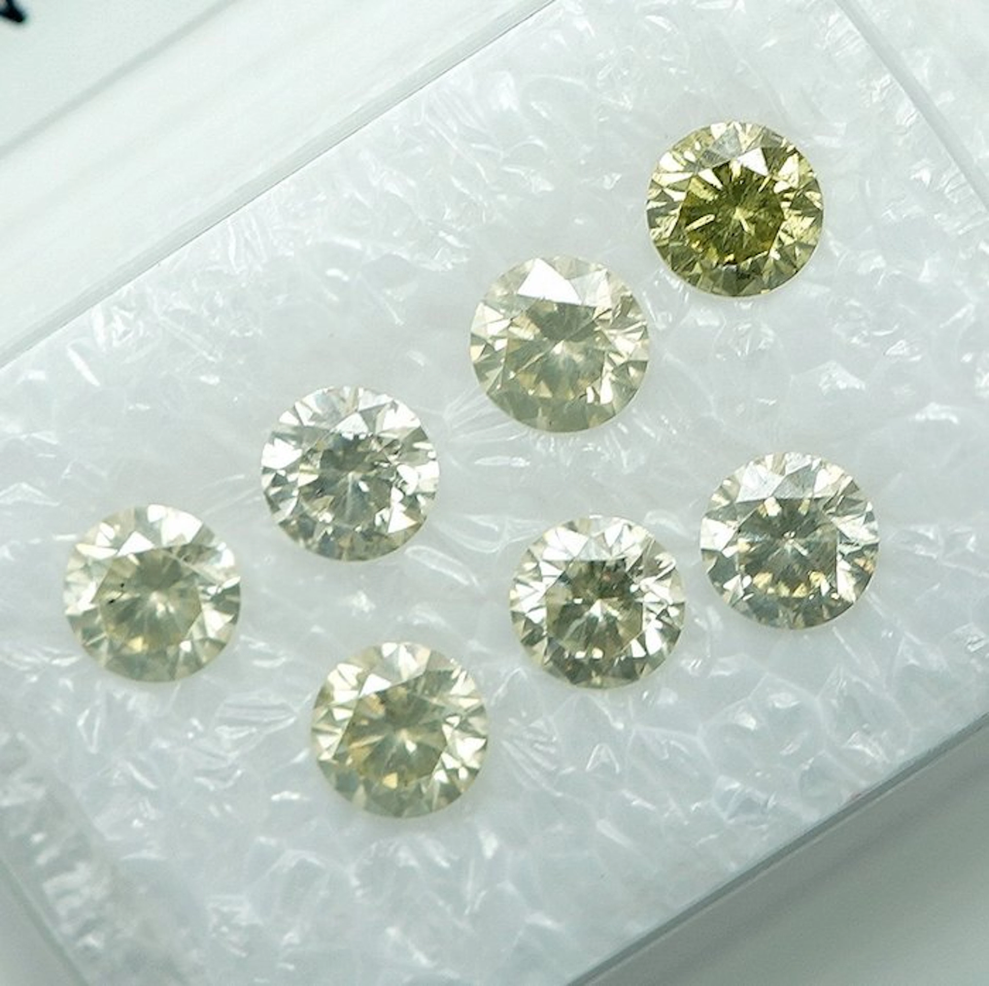 7 pcs Diamond (Natural) - 1.02 ct - Round - I1, I2 - Gem Report Antwerp (GRA)