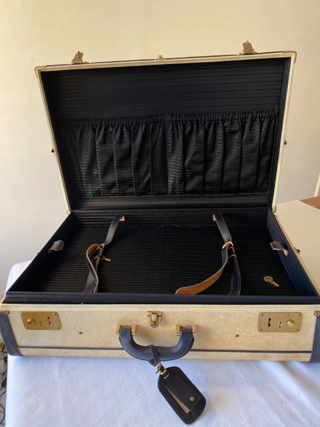 Prada - valigia art déco in pergamena e pelle accessoriata - Suitcase