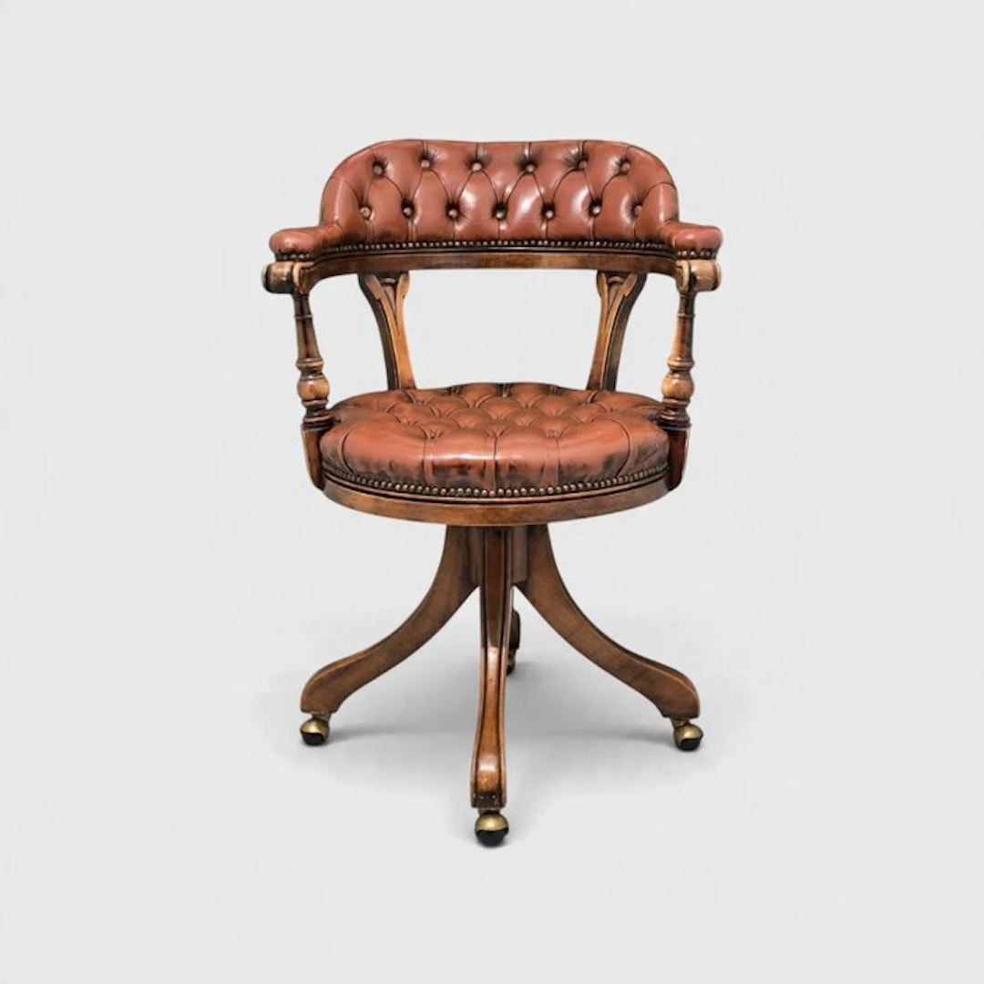 Office chair - Leather, Wood - Chesterfield office chair