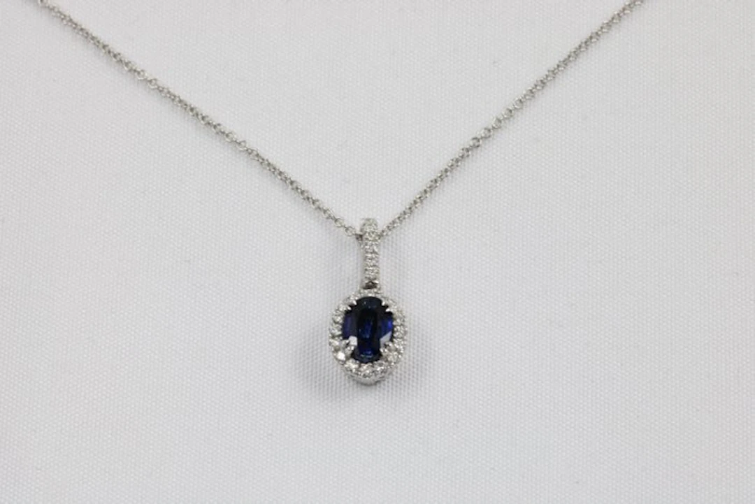 2 piece jewellery set - 14 kt. White gold - 0.44ct. tw. Sapphire - Diamond