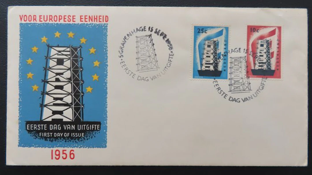 Netherlands 1956 - European stamps - with certificate by H. Vleeming - FDC E27