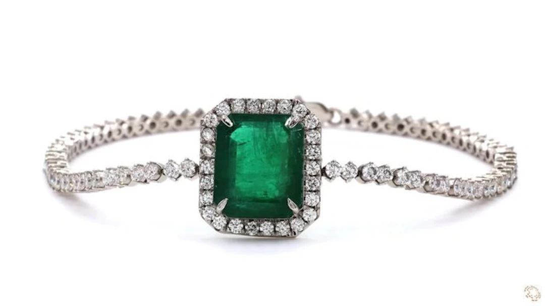 Tennis bracelet Platinum - 10.89ct. tw. Emerald - Diamond