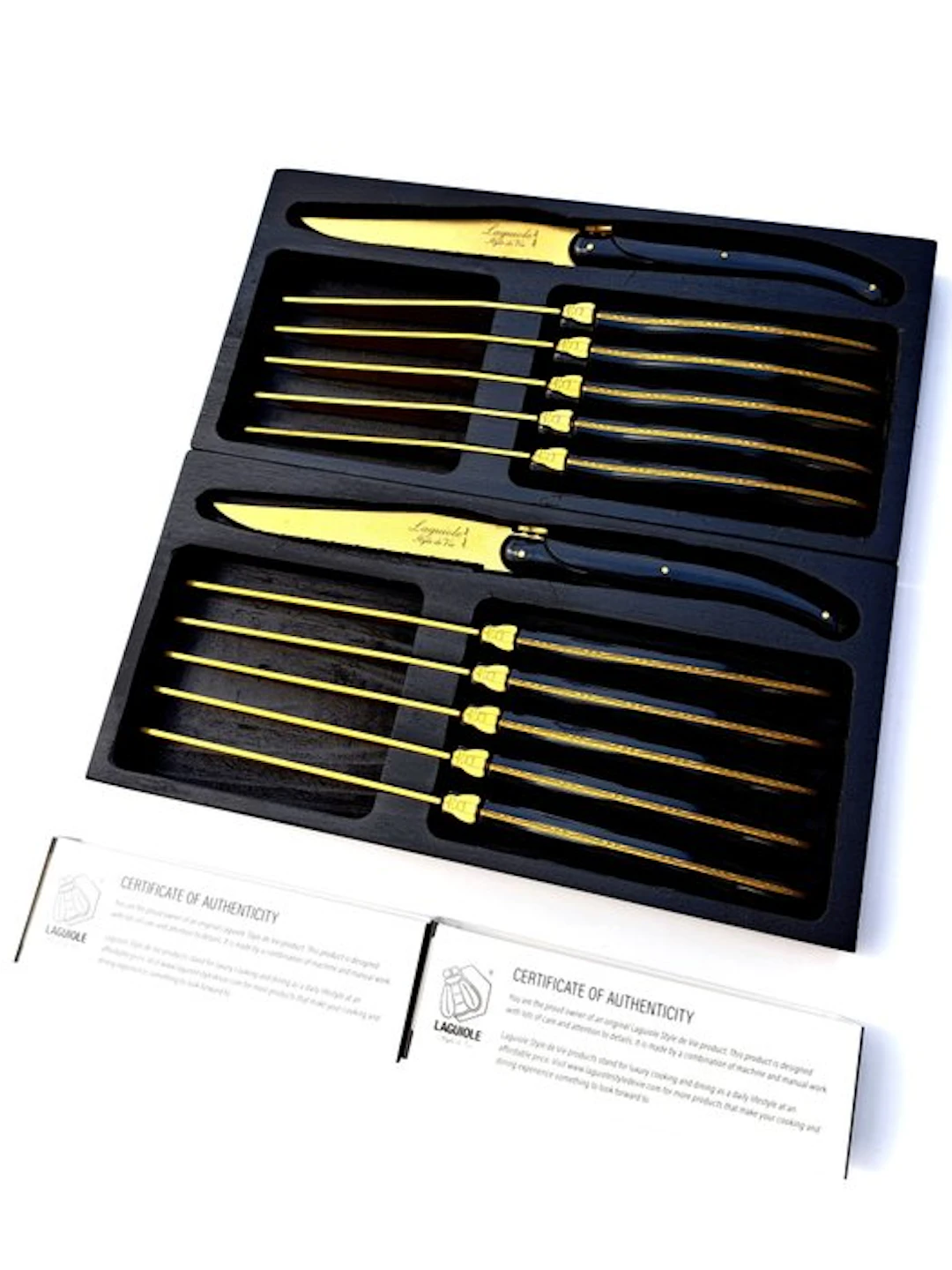 Laguiole - 12x Steak Knives - Gold - style de - Table...