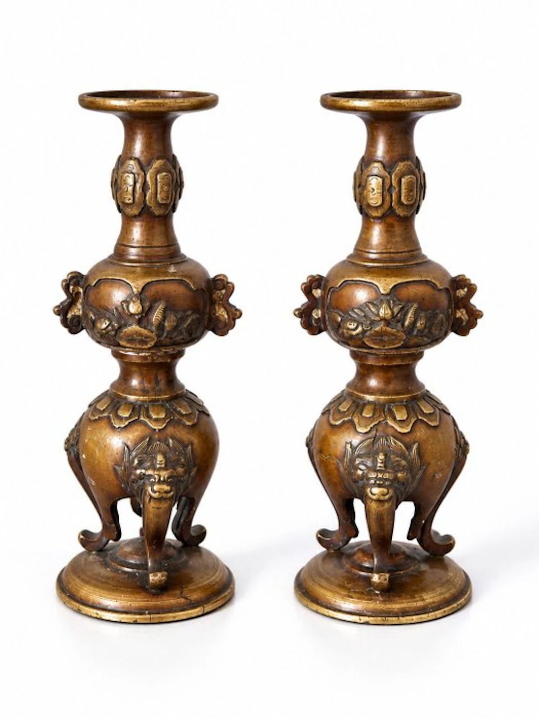 Taperstick (2) - Bronze - pair of candlesticks