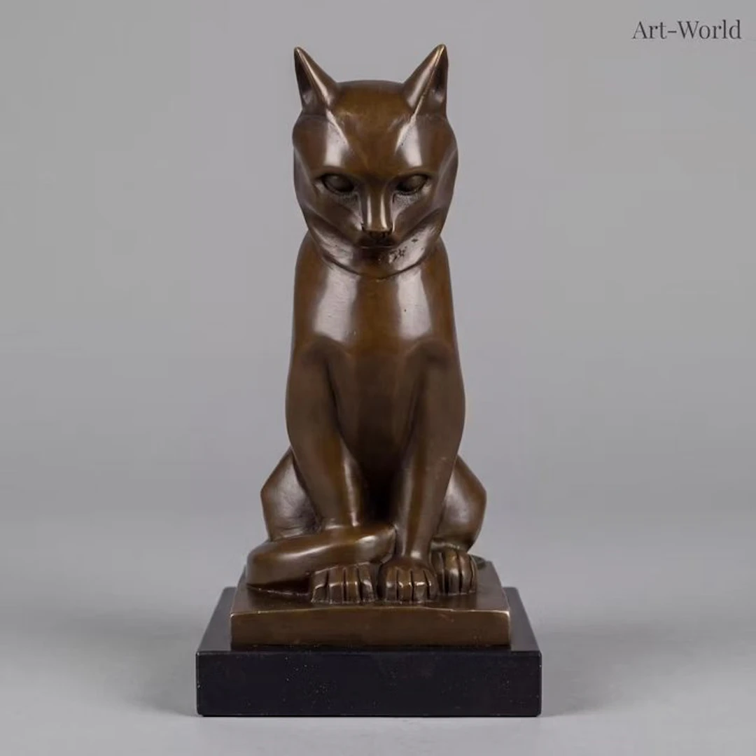Statue, Prachtig bronzen sculptuur van een kat (Zonder...