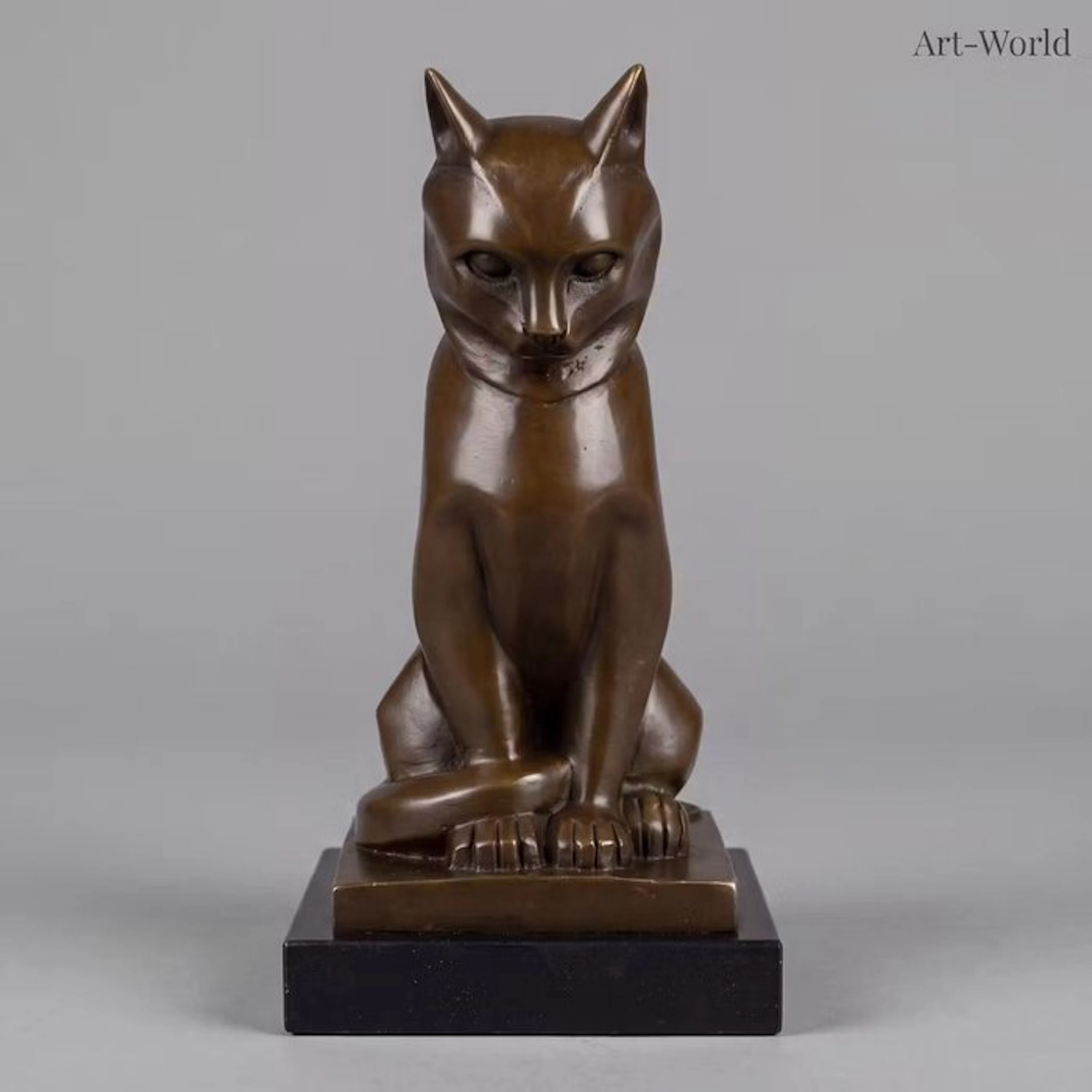 Statue, Prachtig bronzen sculptuur van een kat (Zonder...