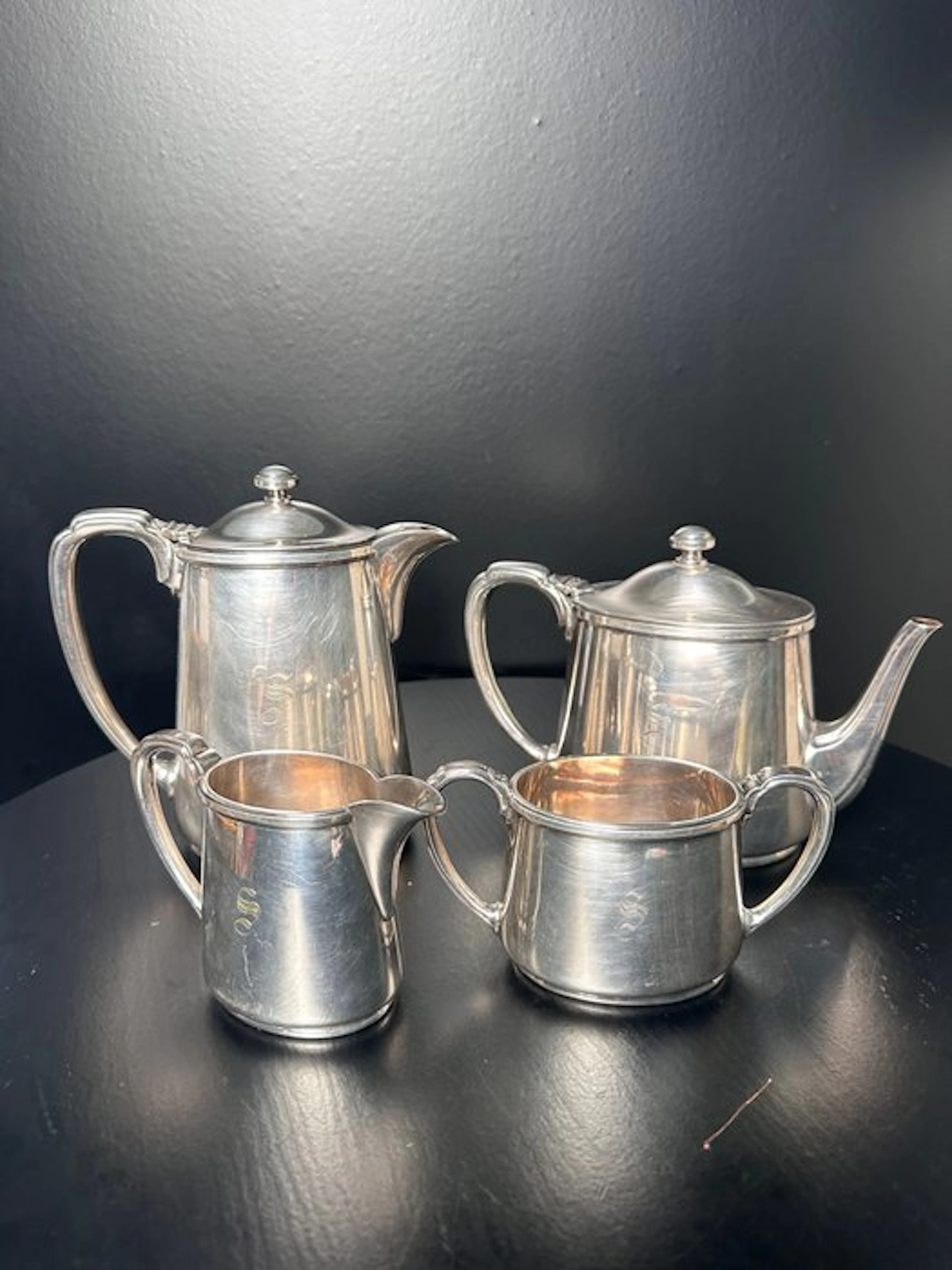 Coffee set (4) - Antique/Vintage Art Deco Silver-Plated...