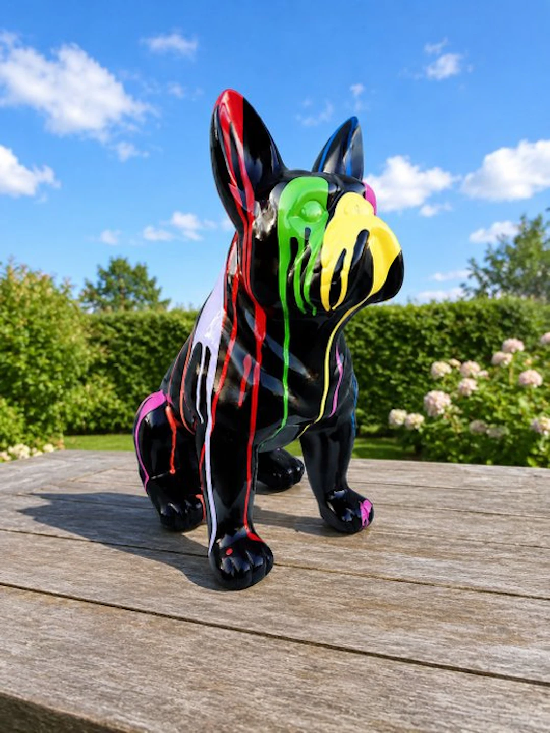 Statue, pub or French bulldog black sitting in color...