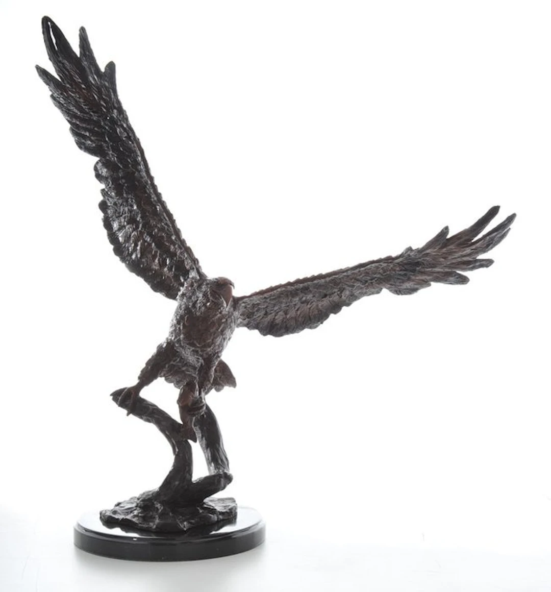 Sculpture, giant eagle on a tree - 60 cm - Bronze