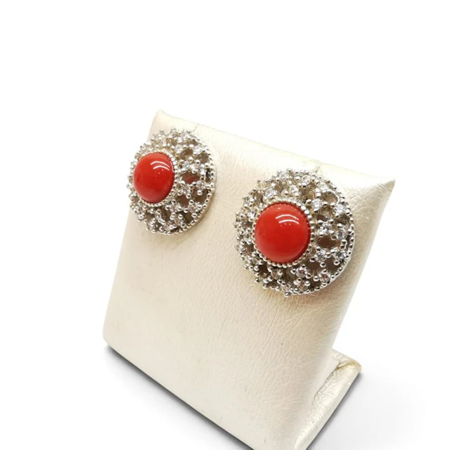 Coral - Silver - Earrings - Italian craftsmanship