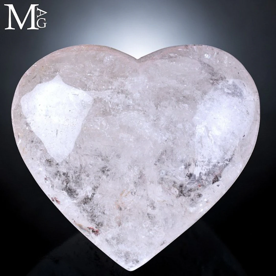 Carved Clear Quartz Heart - Luminescent Specimen...