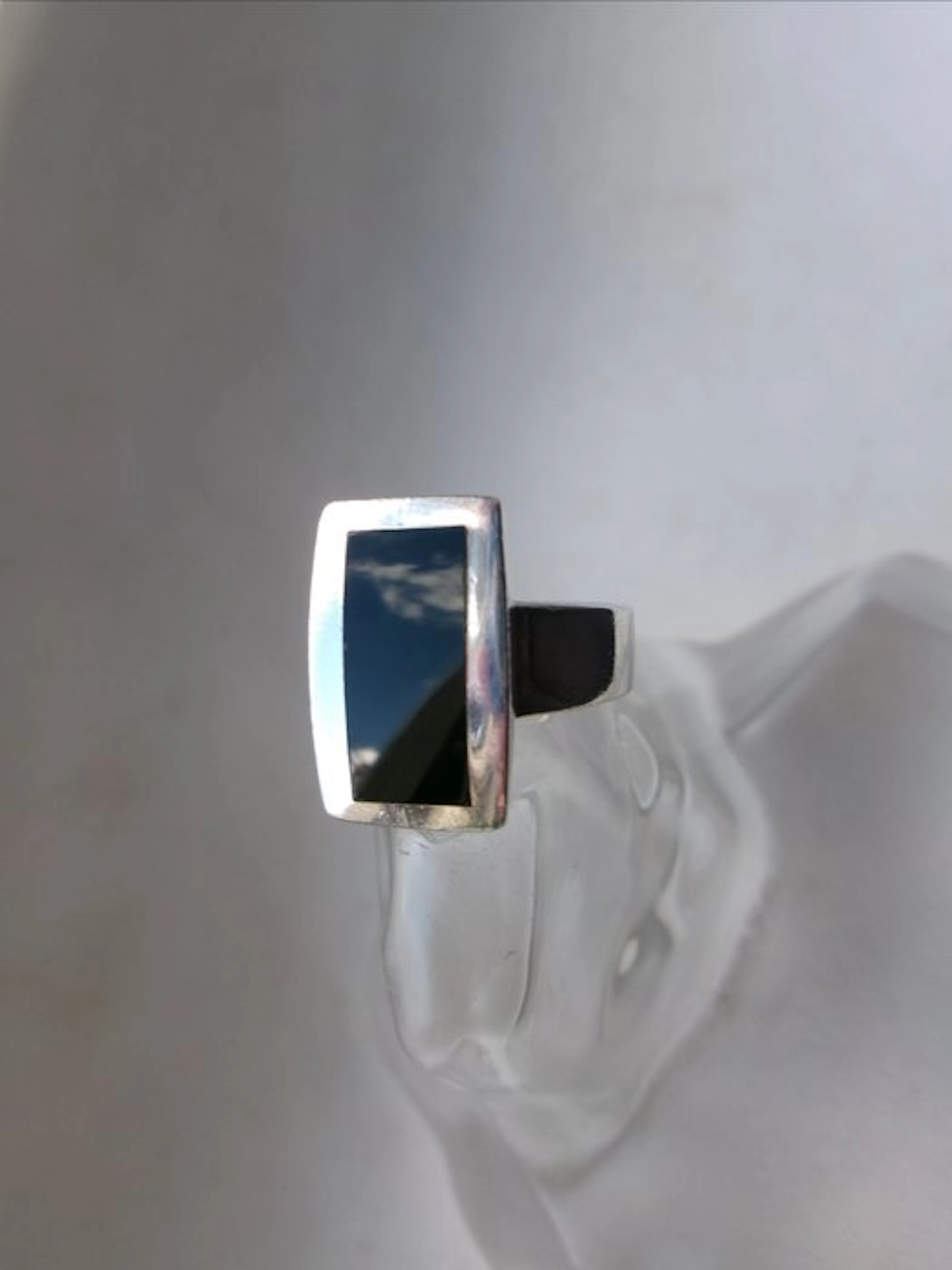 Silver, Onyx - Ring - Art Deco Style