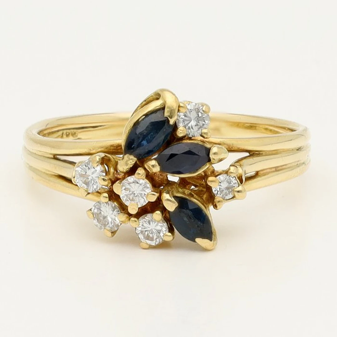 Ring - 18 kt. Yellow gold Sapphire - Diamond