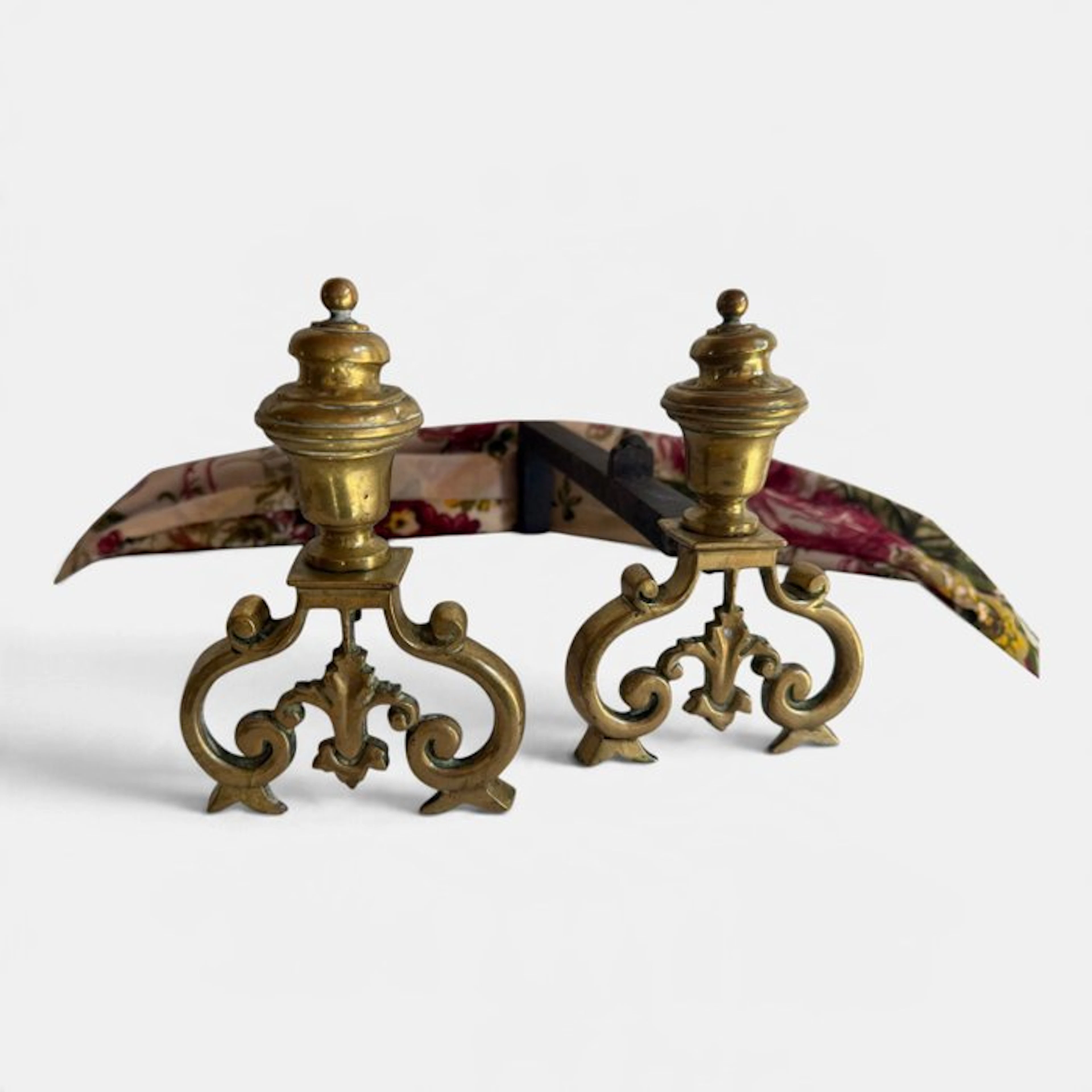 Fireplace accessory (2) - 19th‑Century Brass Andirons –...