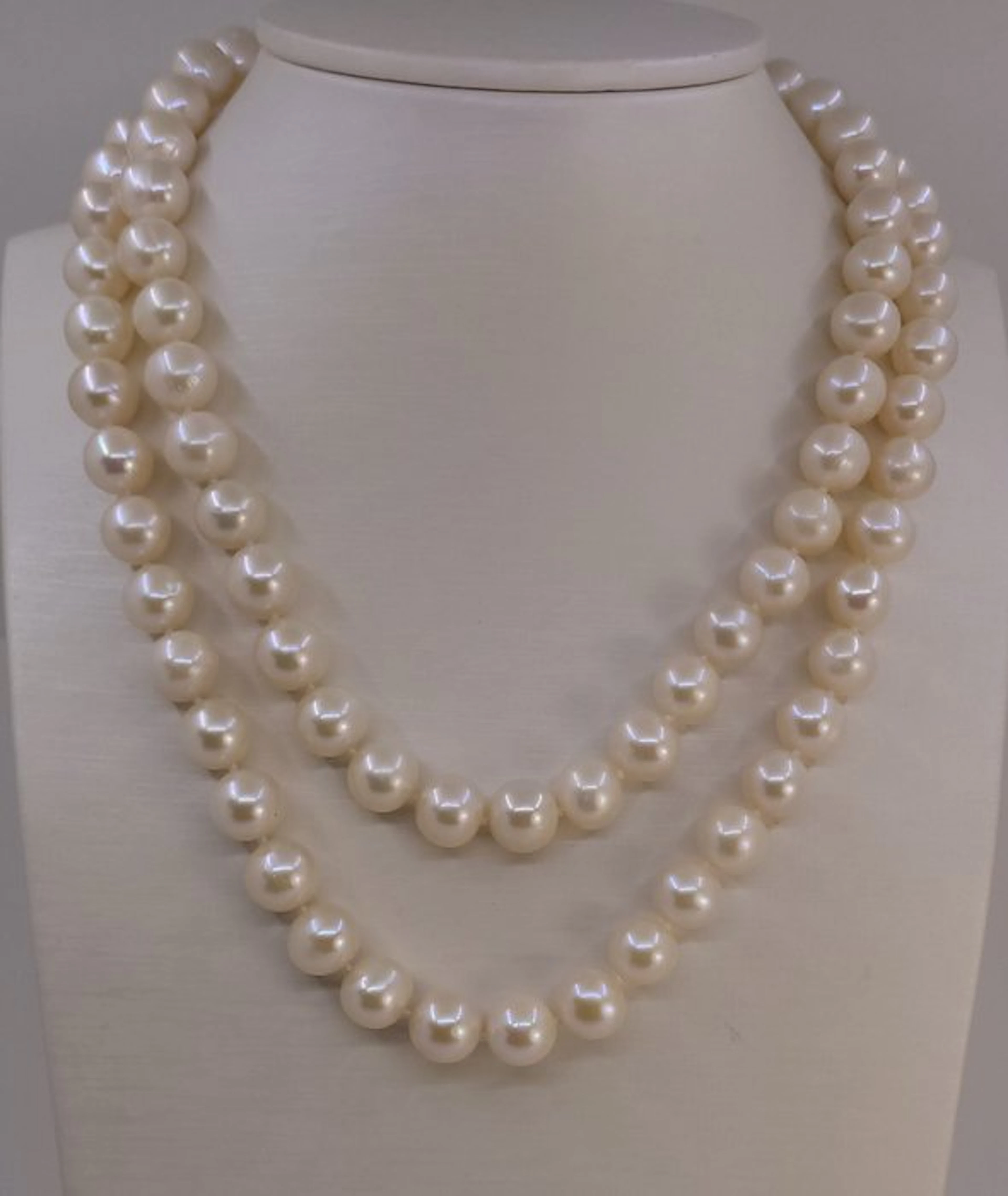No reserve price - Necklace 9.5x10.5mm Round White Edison Freshwater pearls