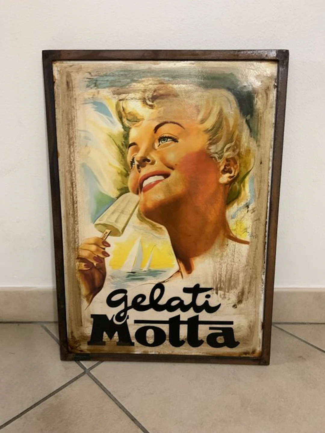 motta gelati - Framed Motta ice cream sign. - Plaque - Iron
