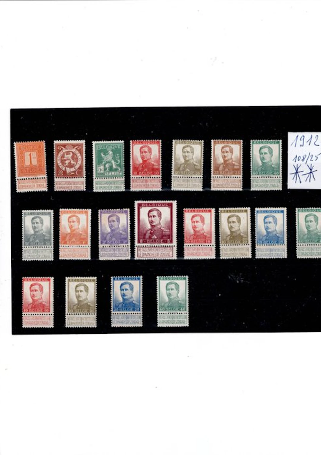 Belgium - year 1912 to 1915 OPB 108/25--66/70--71/73