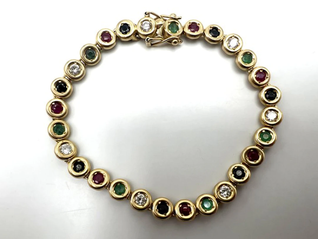Bracelet - 18 kt. Yellow gold - 4.20ct. tw. Diamond (Natural) - Mixed gemstones