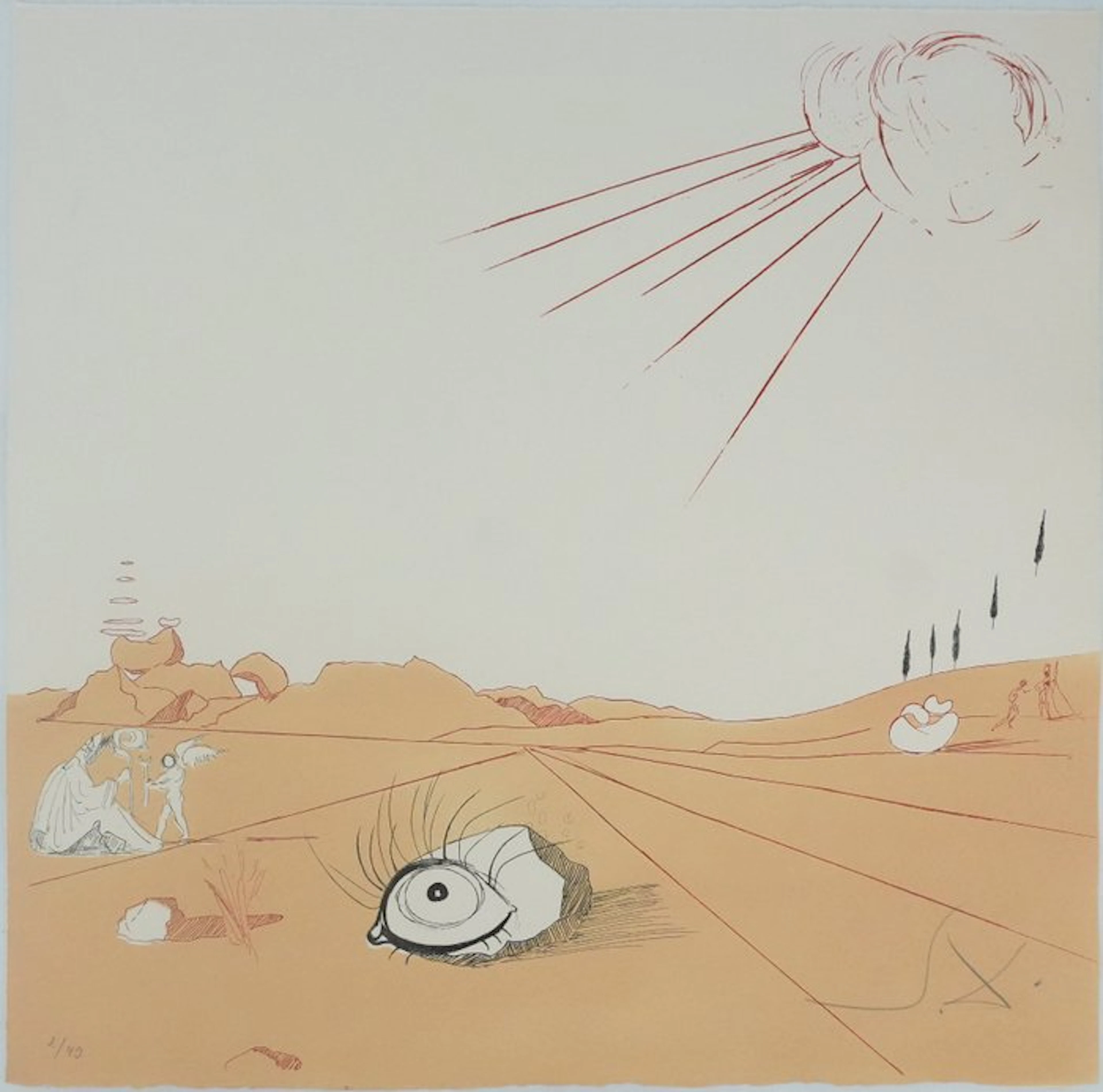 Salvador Dali (1904-1989) - Paysage ibérique : Rêve surréaliste