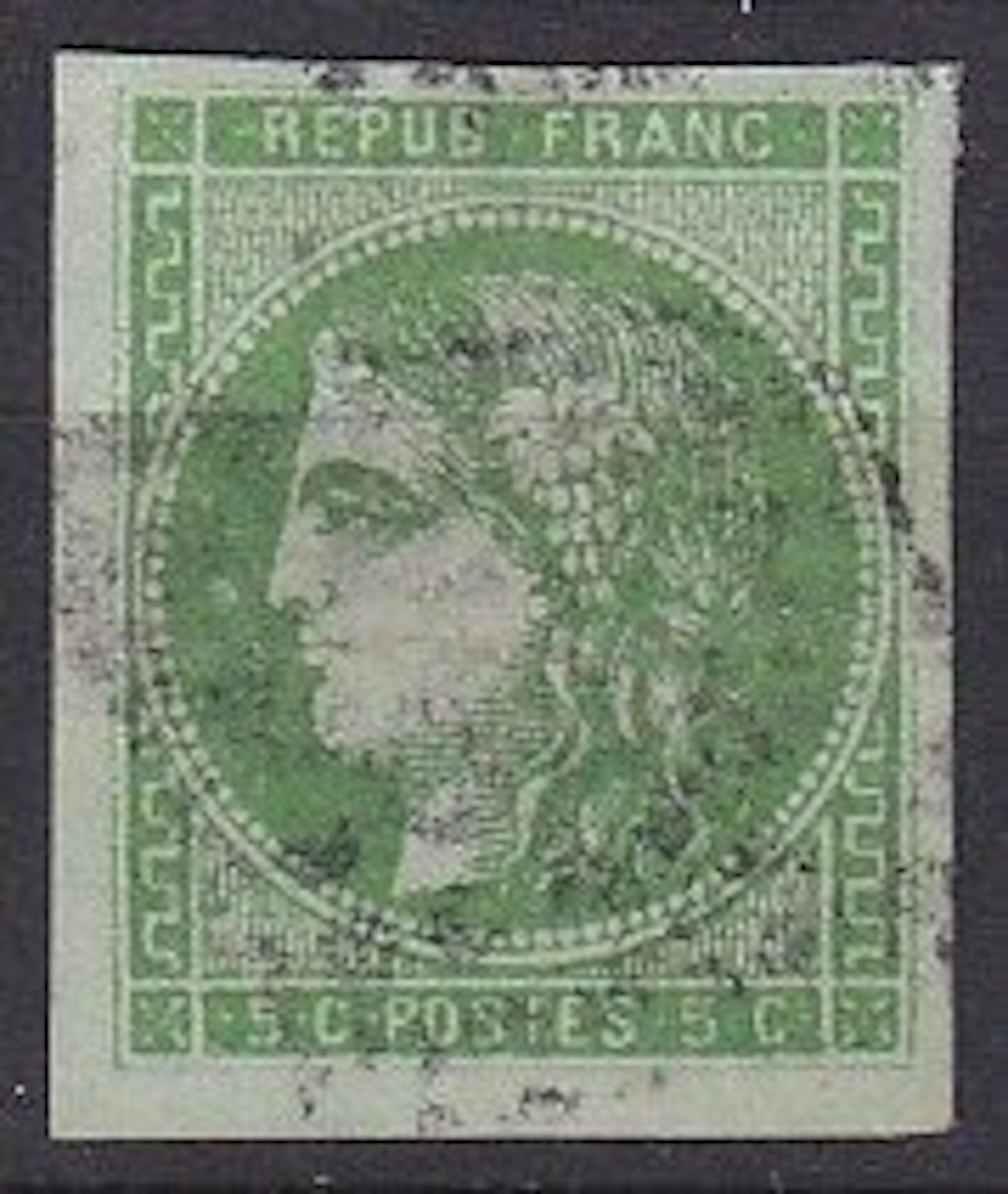 France 1870 - Bordeaux 5c vert-jaune Report 2 - Yvert n°42B