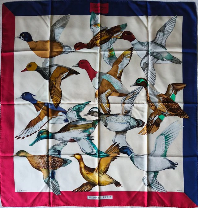 Hermès - SAUVAGINE EN VOL by Carl de Parcevaux. 1986 - Foulard