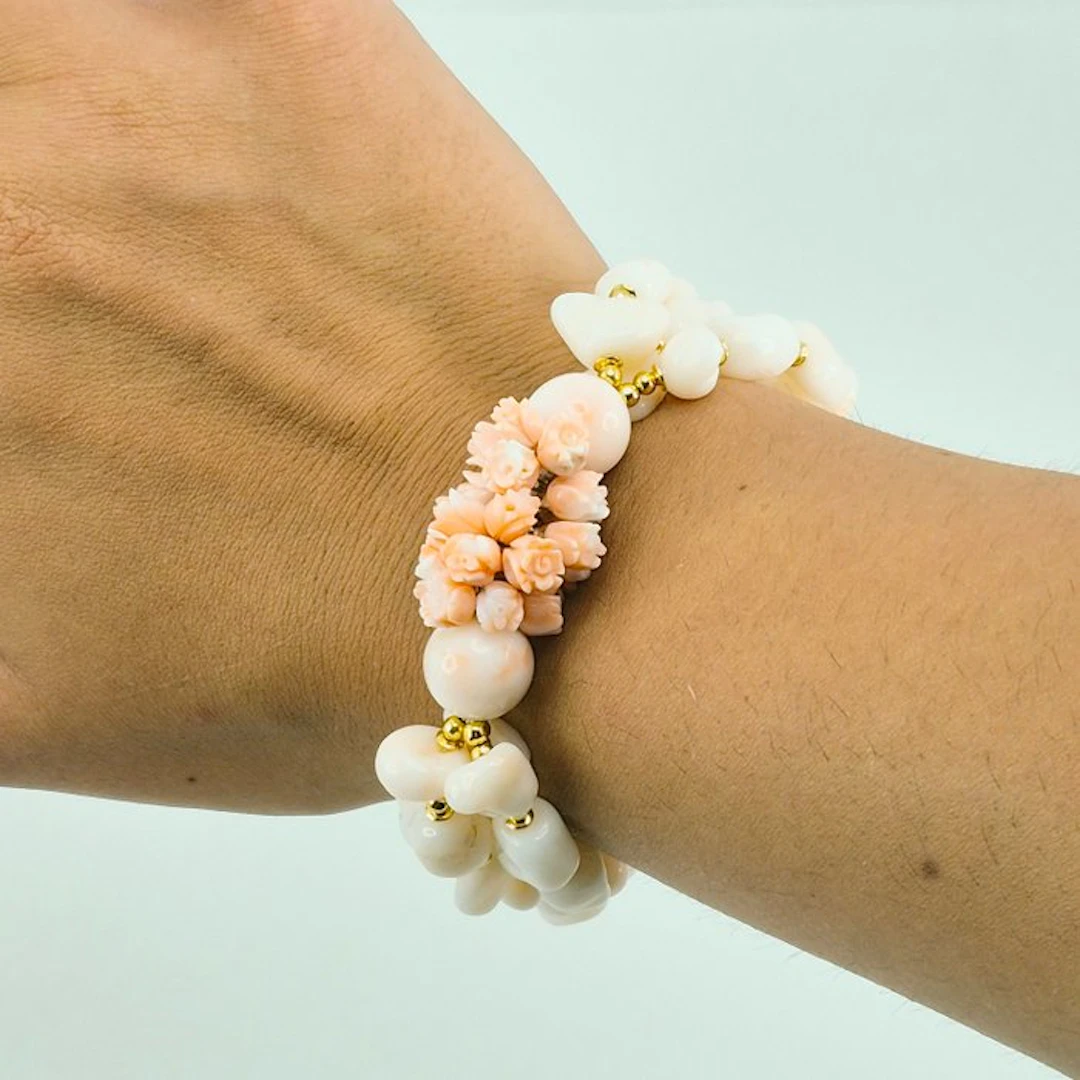 Coral - Silver, Gold-plated - Bracelet - Pink coral and cerasuolo
