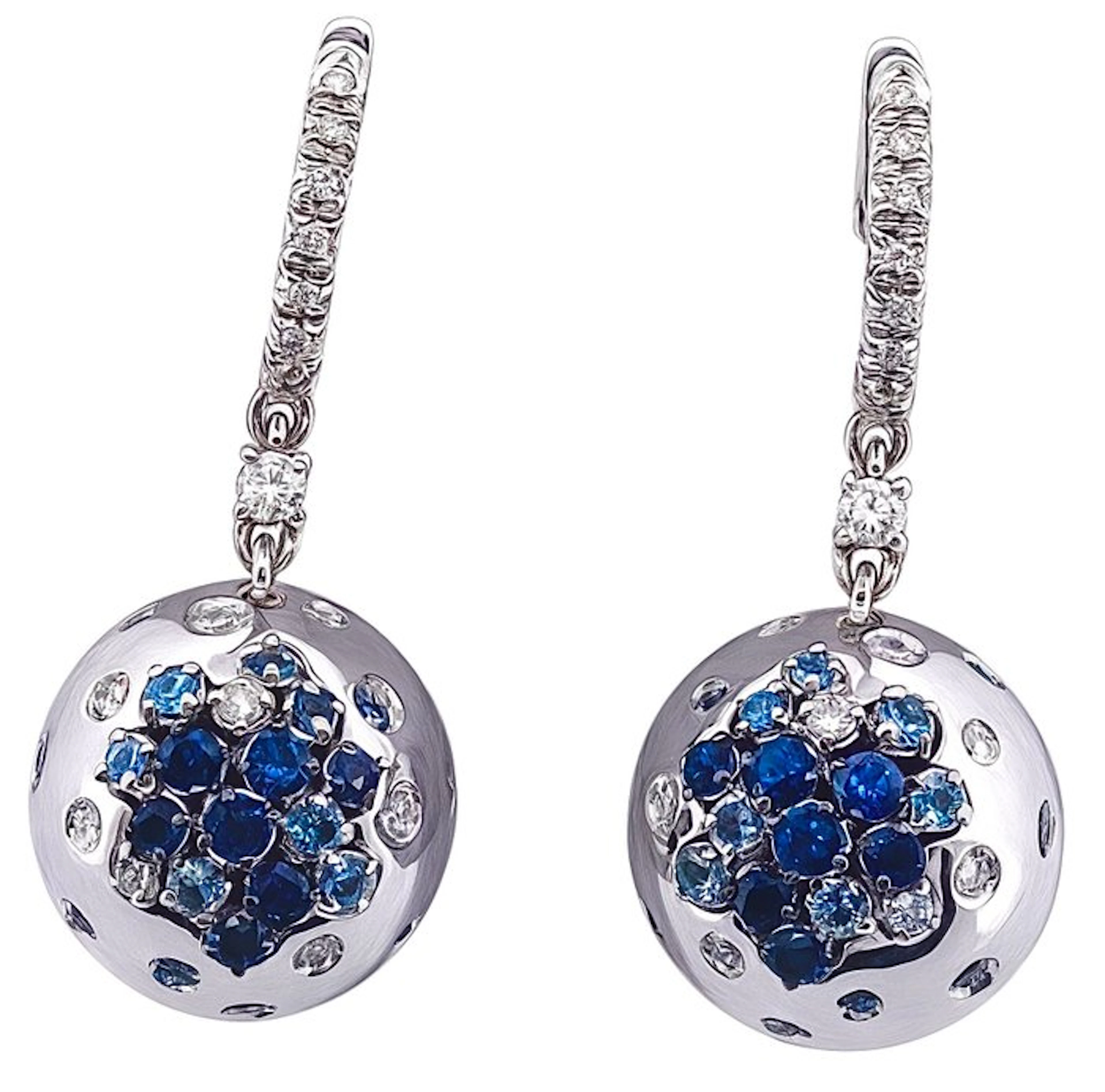 Damiani - Earrings - PARADISE - 18 kt. White gold Diamond (Natural) - Sapphire